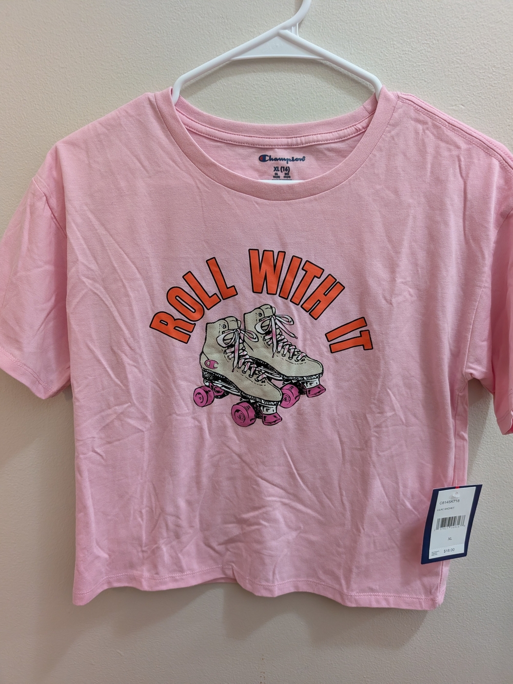 Champion Graphic Short Sleeve Tee in Pink Size XL (16) NWT